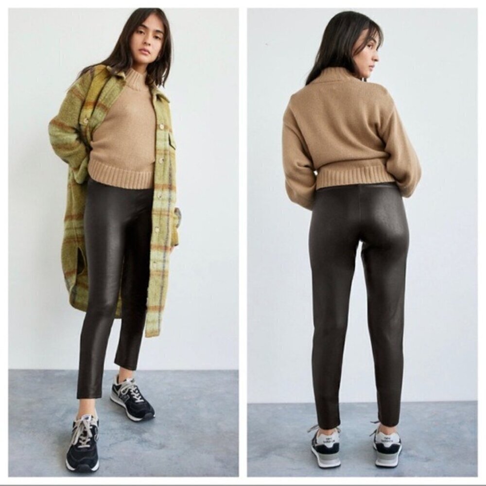Aritzia Wilfred Free black vegan leather Daria Pant high rise faux leather large